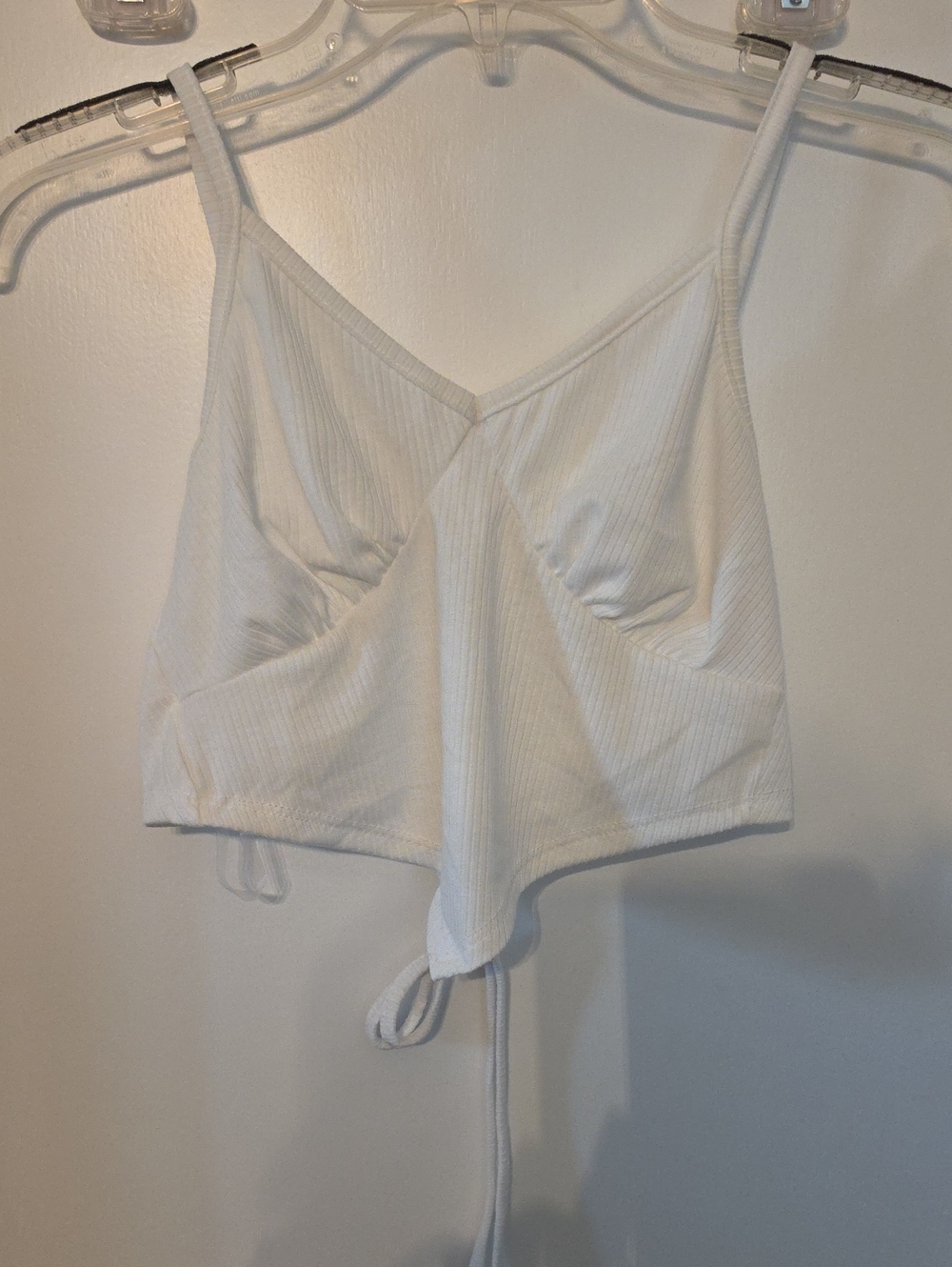 White Ribbed Tie-Back Bandeau Cami